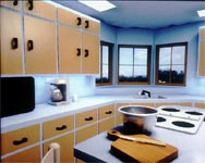 Kitchen with non-Lambertian surfaces
